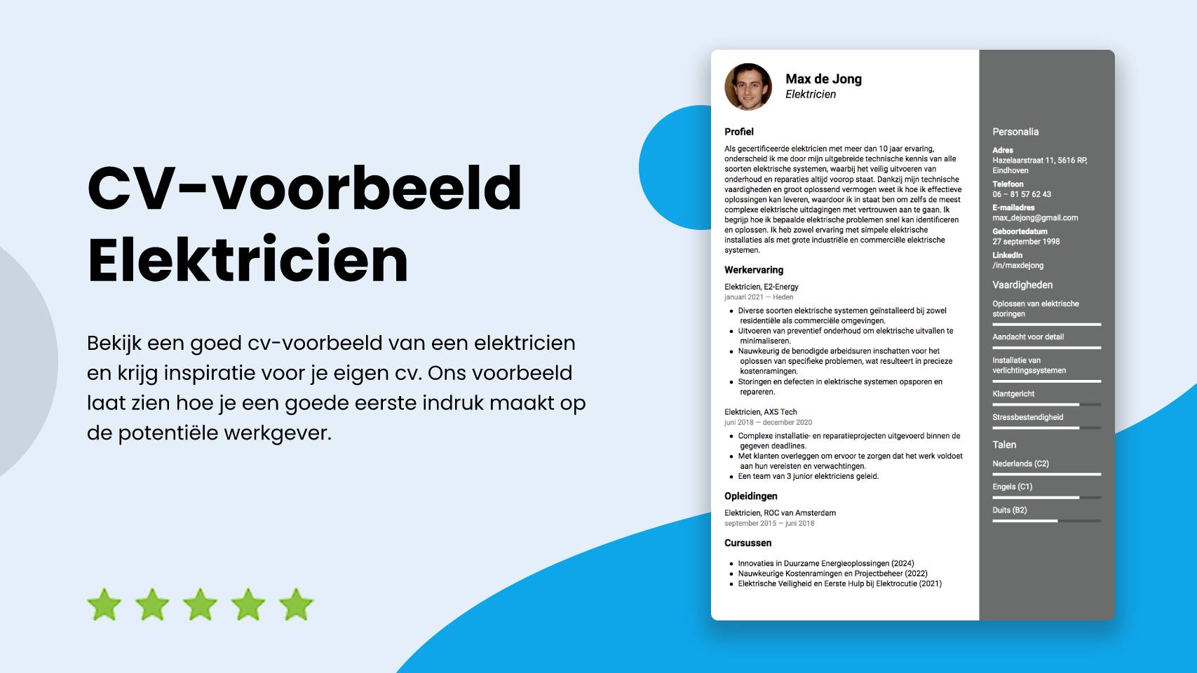 Top CV-voorbeeld Elektricien: Tips & Schrijfgids (2025)